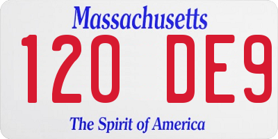 MA license plate 120DE9