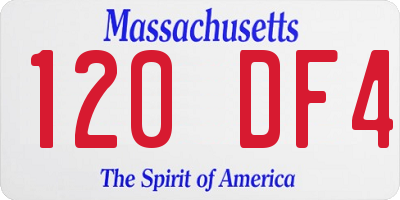 MA license plate 120DF4
