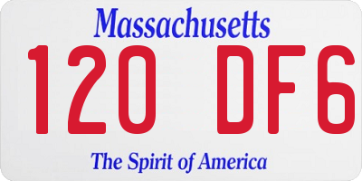 MA license plate 120DF6