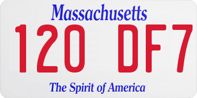 MA license plate 120DF7