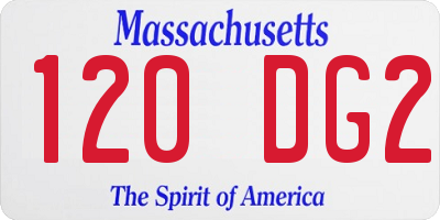 MA license plate 120DG2