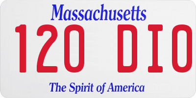 MA license plate 120DI0