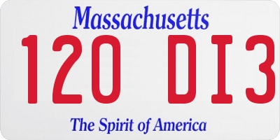 MA license plate 120DI3