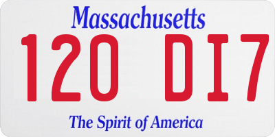 MA license plate 120DI7