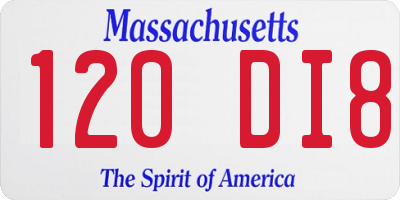 MA license plate 120DI8