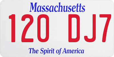 MA license plate 120DJ7