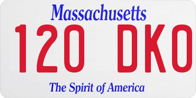 MA license plate 120DK0