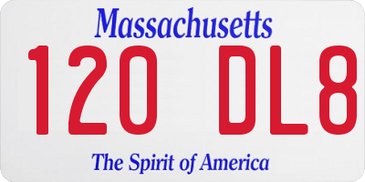 MA license plate 120DL8