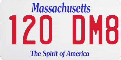 MA license plate 120DM8