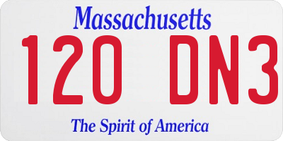MA license plate 120DN3