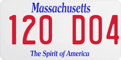 MA license plate 120DO4