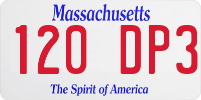MA license plate 120DP3