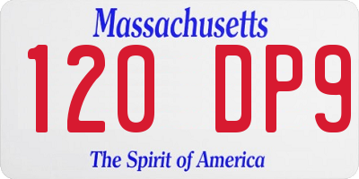 MA license plate 120DP9