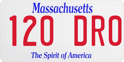 MA license plate 120DR0
