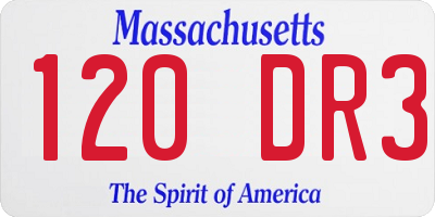 MA license plate 120DR3