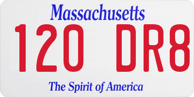 MA license plate 120DR8