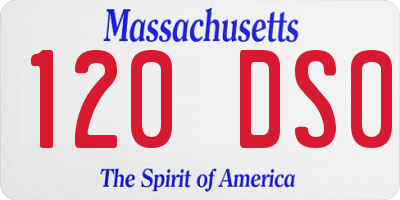 MA license plate 120DS0