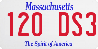 MA license plate 120DS3