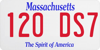 MA license plate 120DS7