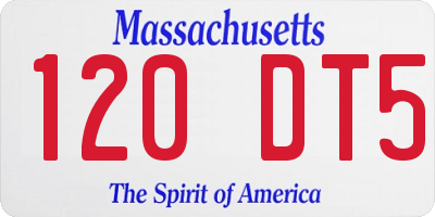 MA license plate 120DT5