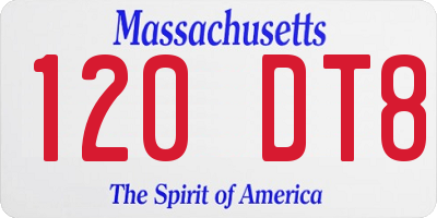 MA license plate 120DT8