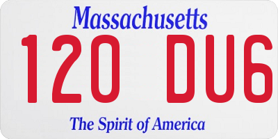 MA license plate 120DU6