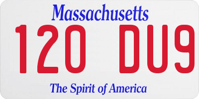 MA license plate 120DU9