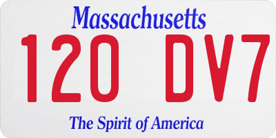 MA license plate 120DV7