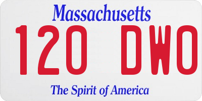 MA license plate 120DW0