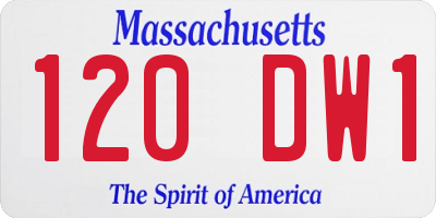MA license plate 120DW1