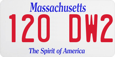 MA license plate 120DW2