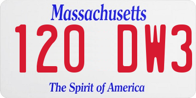 MA license plate 120DW3