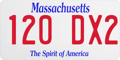 MA license plate 120DX2