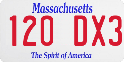 MA license plate 120DX3