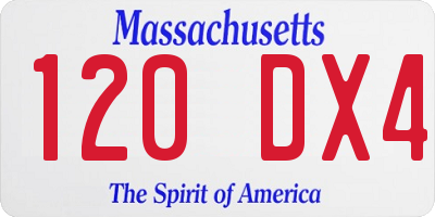 MA license plate 120DX4