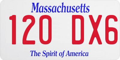 MA license plate 120DX6