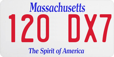 MA license plate 120DX7