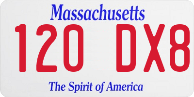 MA license plate 120DX8