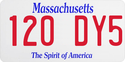 MA license plate 120DY5