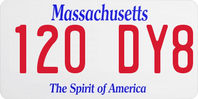 MA license plate 120DY8