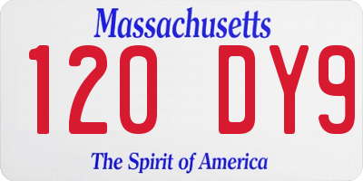 MA license plate 120DY9