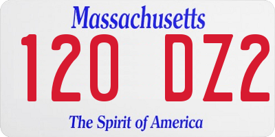 MA license plate 120DZ2