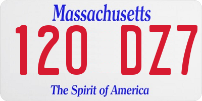 MA license plate 120DZ7