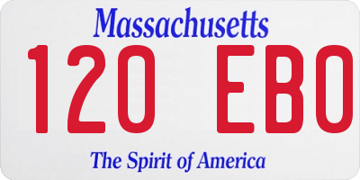 MA license plate 120EB0
