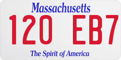 MA license plate 120EB7