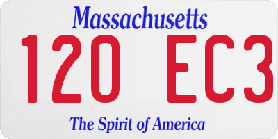 MA license plate 120EC3