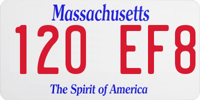 MA license plate 120EF8