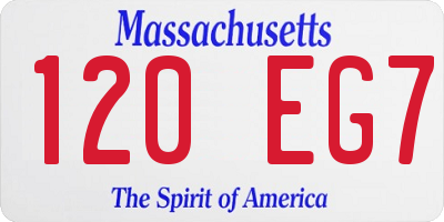 MA license plate 120EG7