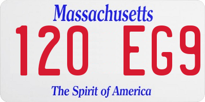 MA license plate 120EG9