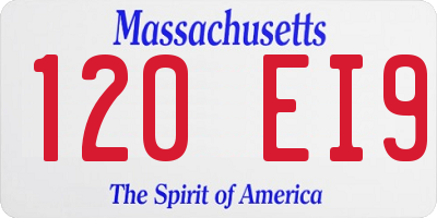 MA license plate 120EI9
